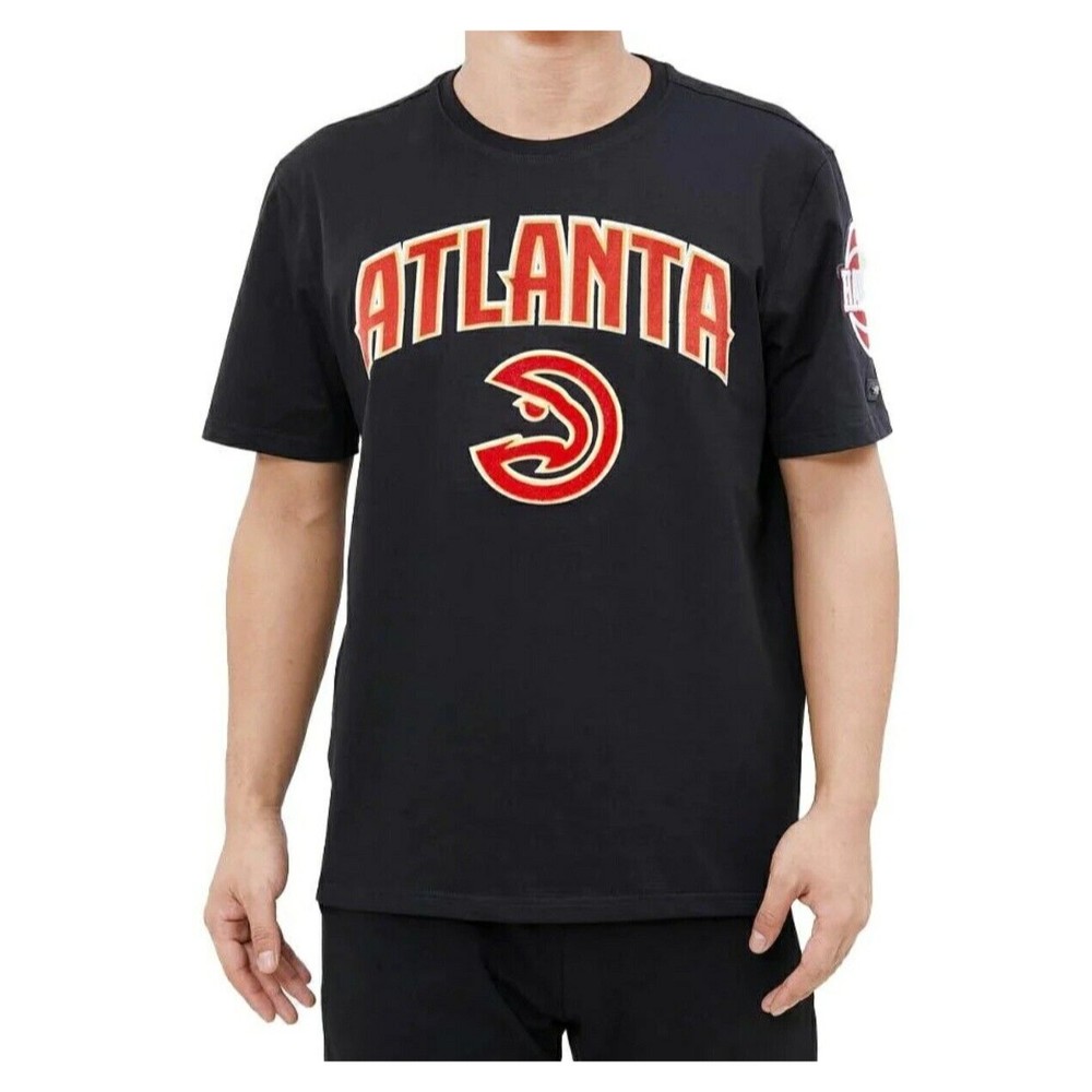 Pro Standard NBA Atlanta Hawks Stacked Logo Pro Team Black Men's T-Shirt New.